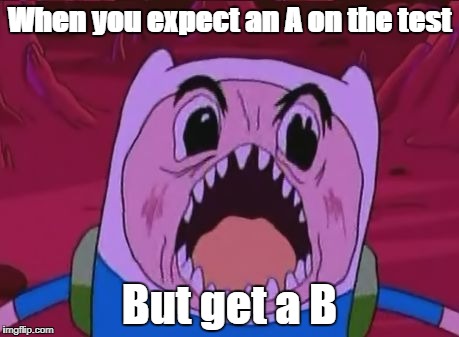 Finn The Human Meme | When you expect an A on the test; But get a B | image tagged in memes,finn the human | made w/ Imgflip meme maker
