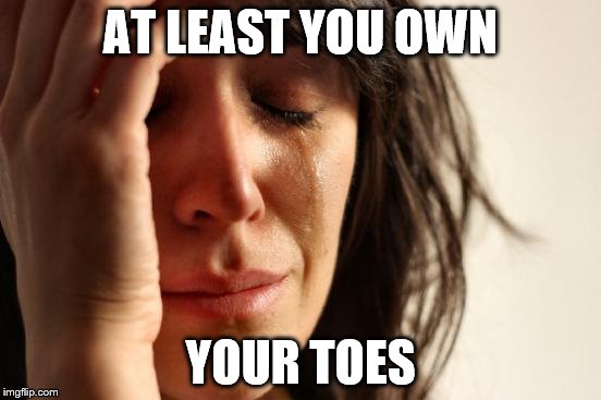 First World Problems Meme | AT LEAST YOU OWN YOUR TOES | image tagged in memes,first world problems | made w/ Imgflip meme maker