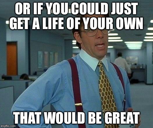 That Would Be Great Meme | OR IF YOU COULD JUST GET A LIFE OF YOUR OWN THAT WOULD BE GREAT | image tagged in memes,that would be great | made w/ Imgflip meme maker