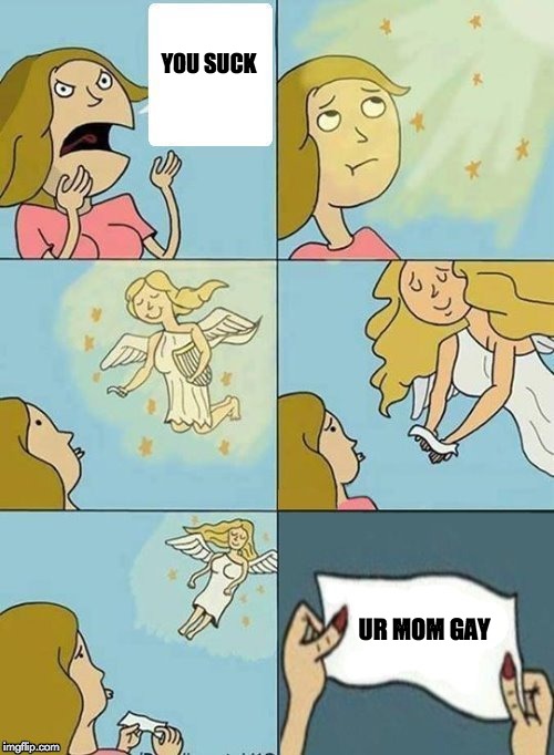 We dont care | YOU SUCK; UR MOM GAY | image tagged in we dont care | made w/ Imgflip meme maker