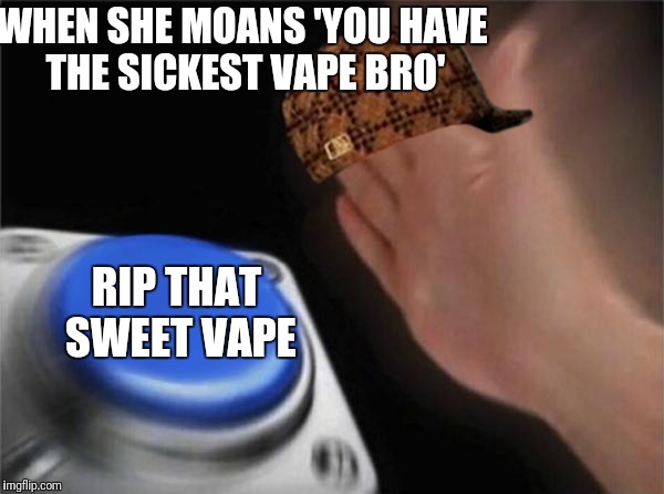 Blank Nut Button | WHEN SHE MOANS 'YOU HAVE THE SICKEST VAPE BRO'; RIP THAT SWEET VAPE | image tagged in memes,blank nut button,scumbag | made w/ Imgflip meme maker