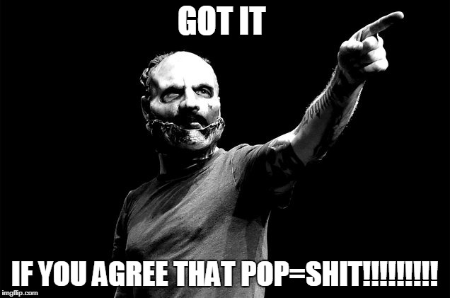 pop=shit | GOT IT; IF YOU AGREE THAT POP=SHIT!!!!!!!!! | image tagged in corey taylor | made w/ Imgflip meme maker