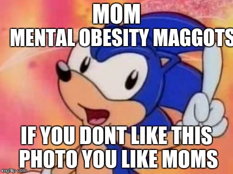 Sonic Sez | MOM; MENTAL OBESITY MAGGOTS; IF YOU DONT LIKE THIS PHOTO YOU LIKE MOMS | image tagged in sonic sez | made w/ Imgflip meme maker