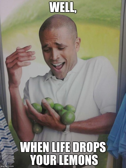 Why Can't I Hold All These Limes | WELL, WHEN LIFE DROPS YOUR LEMONS | image tagged in memes,why can't i hold all these limes | made w/ Imgflip meme maker