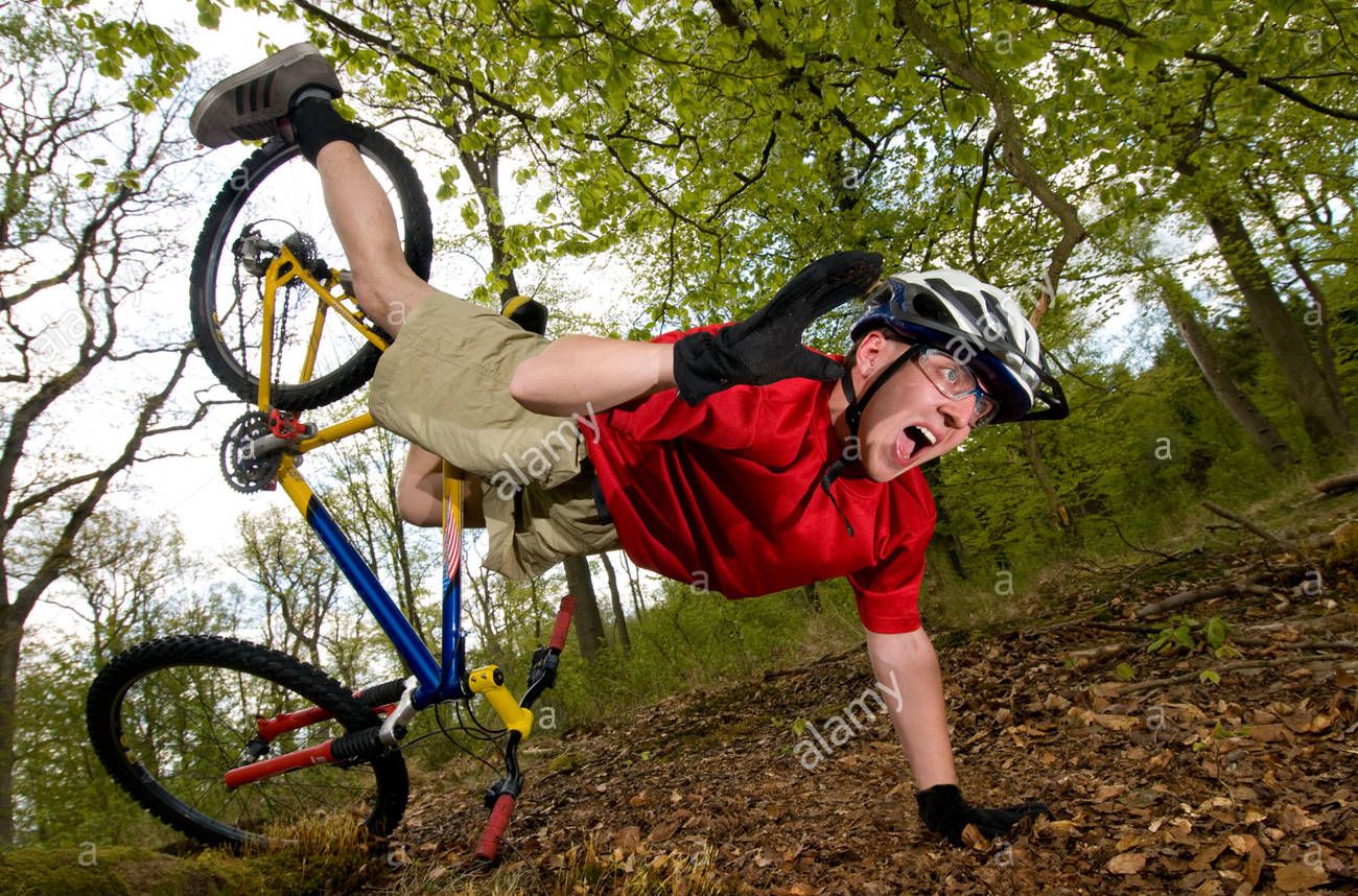 Falling off bike. 