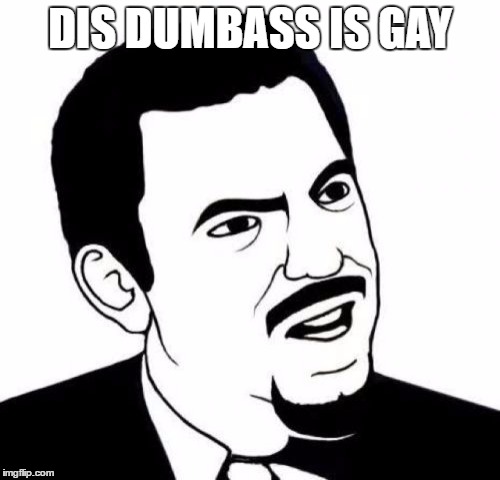 Seriously Face | DIS DUMBASS IS GAY | image tagged in memes,seriously face | made w/ Imgflip meme maker