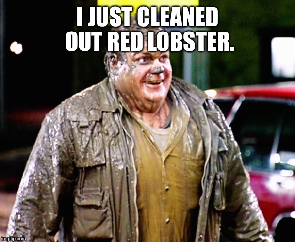 Make this meme say 0 views Jack | I JUST CLEANED OUT RED LOBSTER. | image tagged in chris farley shitty man,i dare ya,cause you can't,ha,burn | made w/ Imgflip meme maker