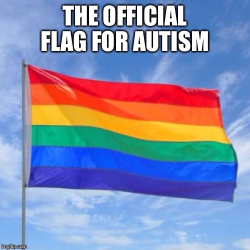 Gay pride flag | THE OFFICIAL FLAG FOR
AUTISM | image tagged in gay pride flag | made w/ Imgflip meme maker