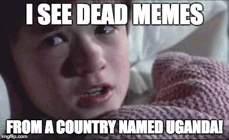 I See Dead People Meme | I SEE DEAD MEMES; FROM A COUNTRY NAMED UGANDA! | image tagged in memes,i see dead people | made w/ Imgflip meme maker