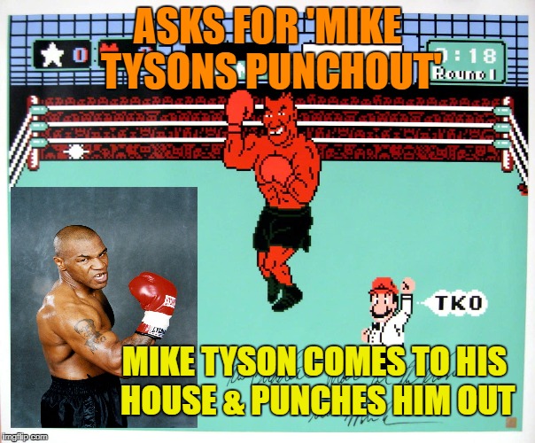 ASKS FOR 'MIKE TYSONS PUNCHOUT' MIKE TYSON COMES TO HIS HOUSE & PUNCHES HIM OUT | made w/ Imgflip meme maker