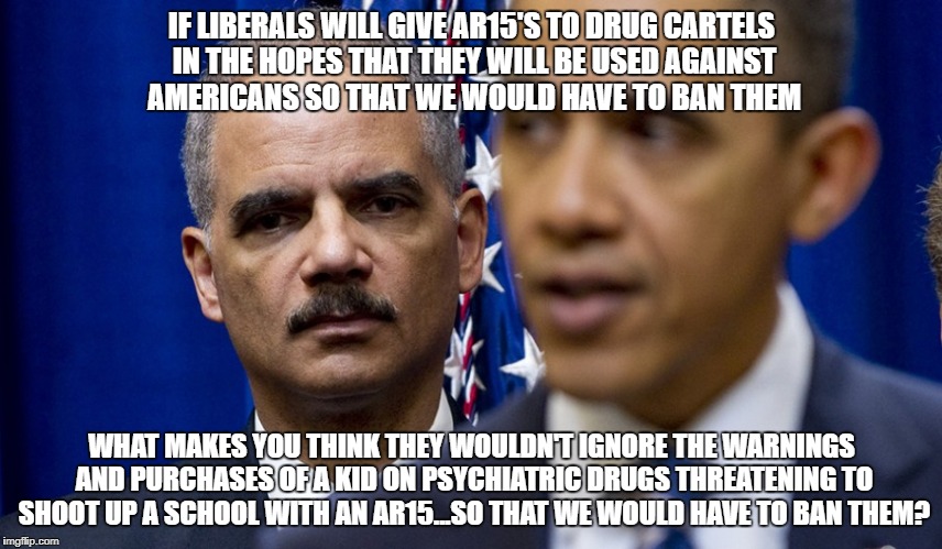Gun Control | IF LIBERALS WILL GIVE AR15'S TO DRUG CARTELS IN THE HOPES THAT THEY WILL BE USED AGAINST AMERICANS SO THAT WE WOULD HAVE TO BAN THEM; WHAT MAKES YOU THINK THEY WOULDN'T IGNORE THE WARNINGS AND PURCHASES OF A KID ON PSYCHIATRIC DRUGS THREATENING TO SHOOT UP A SCHOOL WITH AN AR15...SO THAT WE WOULD HAVE TO BAN THEM? | image tagged in school shooting | made w/ Imgflip meme maker