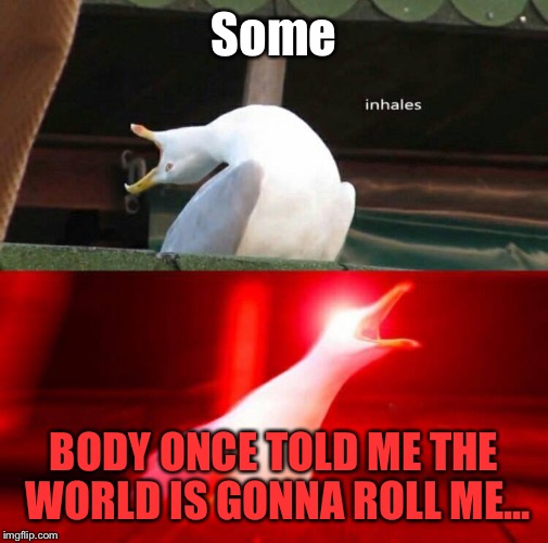 Inhaling Seagull  | Some; BODY ONCE TOLD ME THE WORLD IS GONNA ROLL ME... | image tagged in inhaling seagull | made w/ Imgflip meme maker