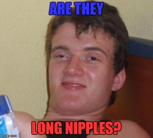 10 Guy Meme | ARE THEY LONG NIPPLES? | image tagged in memes,10 guy | made w/ Imgflip meme maker