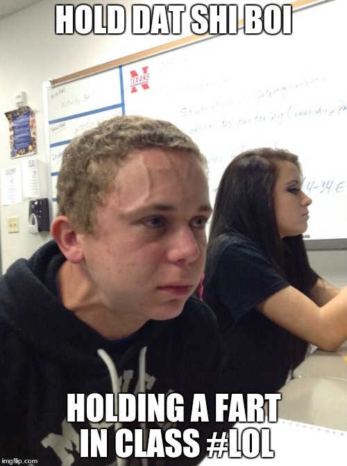 Hold fart | HOLD DAT SHI BOI; HOLDING A FART IN CLASS #LOL | image tagged in hold fart | made w/ Imgflip meme maker