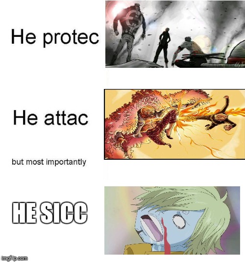 he protec | HE SICC | image tagged in he protec | made w/ Imgflip meme maker