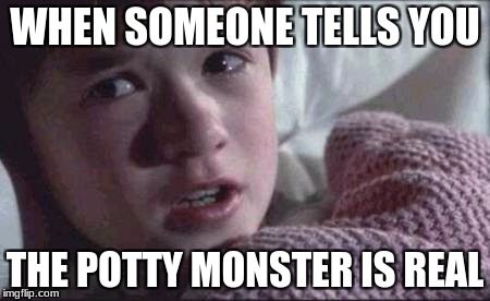 I See Dead People Meme | WHEN SOMEONE TELLS YOU; THE POTTY MONSTER IS REAL | image tagged in memes,i see dead people | made w/ Imgflip meme maker