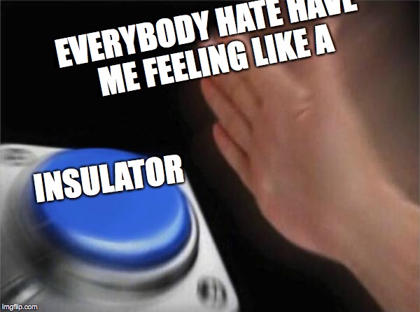 Blank Nut Button Meme | EVERYBODY HATE HAVE ME FEELING LIKE A; INSULATOR | image tagged in memes,blank nut button | made w/ Imgflip meme maker