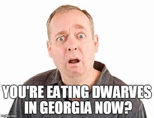 YOU'RE EATING DWARVES IN GEORGIA NOW? | made w/ Imgflip meme maker