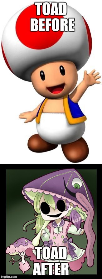 TOAD BEFORE; TOAD AFTER | made w/ Imgflip meme maker