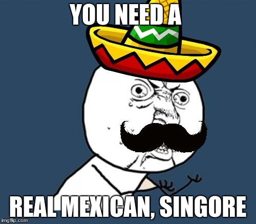 Y U no Mexican | YOU NEED A REAL MEXICAN, SINGORE | image tagged in y u no mexican | made w/ Imgflip meme maker