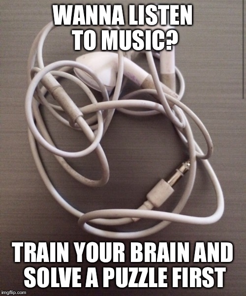 WANNA LISTEN TO MUSIC? TRAIN YOUR BRAIN AND SOLVE A PUZZLE FIRST | image tagged in memes | made w/ Imgflip meme maker