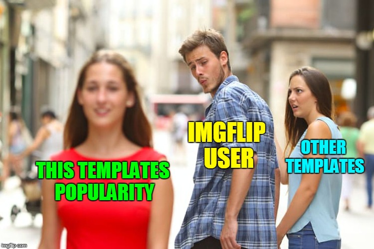 Distracted Boyfriend | IMGFLIP USER; OTHER TEMPLATES; THIS TEMPLATES POPULARITY | image tagged in memes,distracted boyfriend,imgflip,new template,template,imgflip users | made w/ Imgflip meme maker