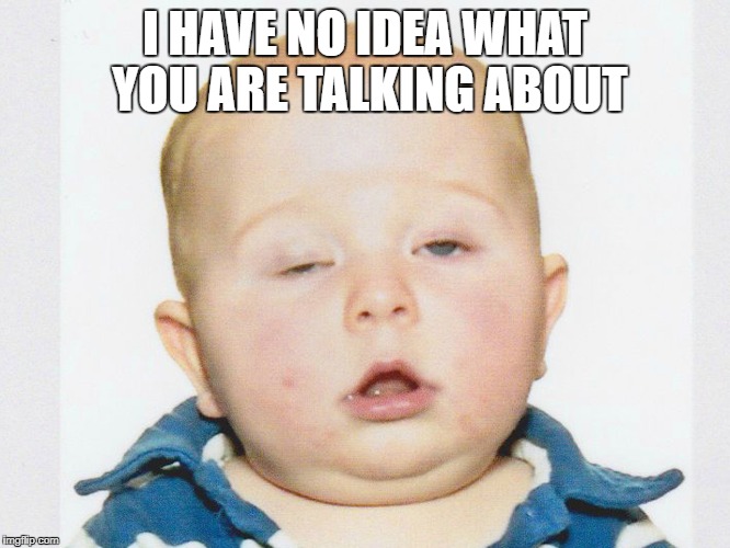 Stoner Baby | I HAVE NO IDEA WHAT YOU ARE TALKING ABOUT | image tagged in stoner baby | made w/ Imgflip meme maker