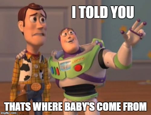 X, X Everywhere | I TOLD YOU; THATS WHERE BABY'S COME FROM | image tagged in memes,x x everywhere | made w/ Imgflip meme maker
