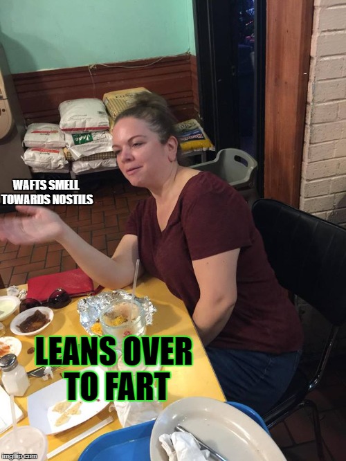 WAFTS SMELL TOWARDS NOSTILS; LEANS OVER TO FART | image tagged in fart wafter | made w/ Imgflip meme maker