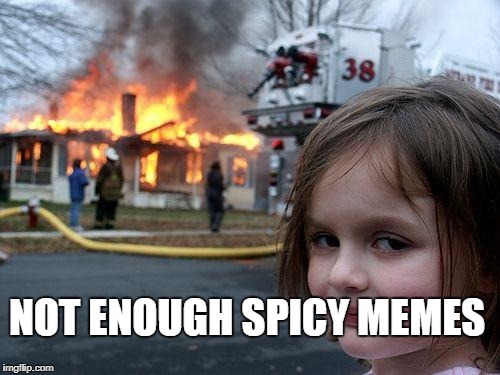 Disaster Girl | NOT ENOUGH SPICY MEMES | image tagged in memes,disaster girl | made w/ Imgflip meme maker