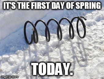 spring in snow | IT'S THE FIRST DAY OF SPRING; TODAY. | image tagged in spring in snow | made w/ Imgflip meme maker