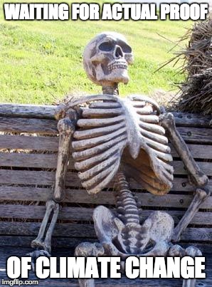 I've almost given up on it happening | WAITING FOR ACTUAL PROOF; OF CLIMATE CHANGE | image tagged in memes,waiting skeleton | made w/ Imgflip meme maker