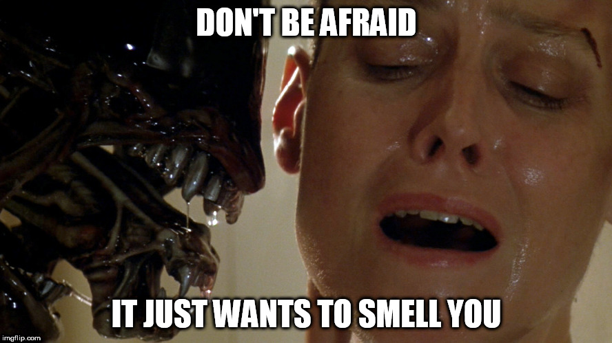 Alien 3 Hydra | DON'T BE AFRAID; IT JUST WANTS TO SMELL YOU | image tagged in alien 3 hydra | made w/ Imgflip meme maker