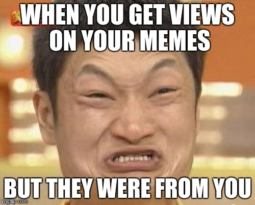 Impossibru Guy Original Meme | WHEN YOU GET VIEWS ON YOUR MEMES; BUT THEY WERE FROM YOU | image tagged in memes,impossibru guy original | made w/ Imgflip meme maker