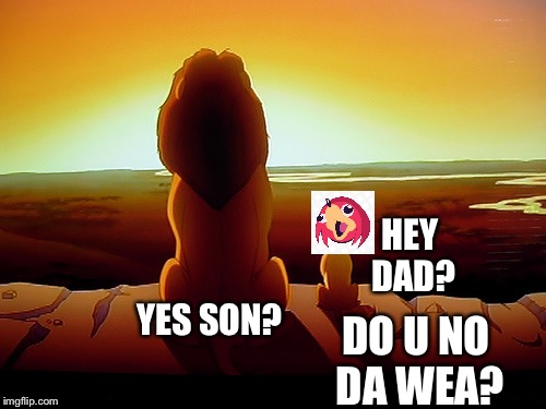 Lion King Meme | HEY DAD? YES SON? DO U NO DA WEA? | image tagged in memes,lion king | made w/ Imgflip meme maker