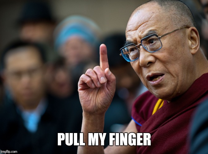 dalai lama supports war | PULL MY FINGER | image tagged in dalai lama supports war | made w/ Imgflip meme maker