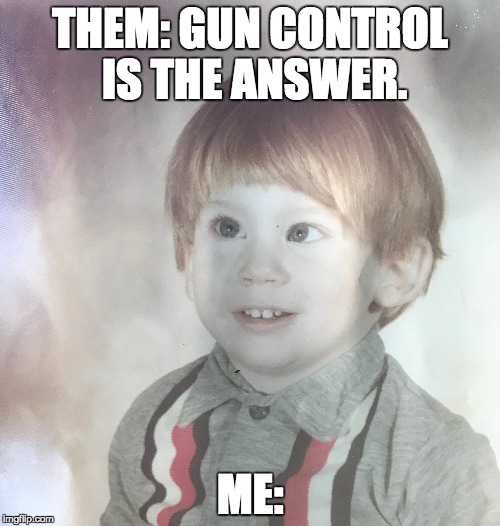 THEM: GUN CONTROL IS THE ANSWER. ME: | image tagged in memes | made w/ Imgflip meme maker