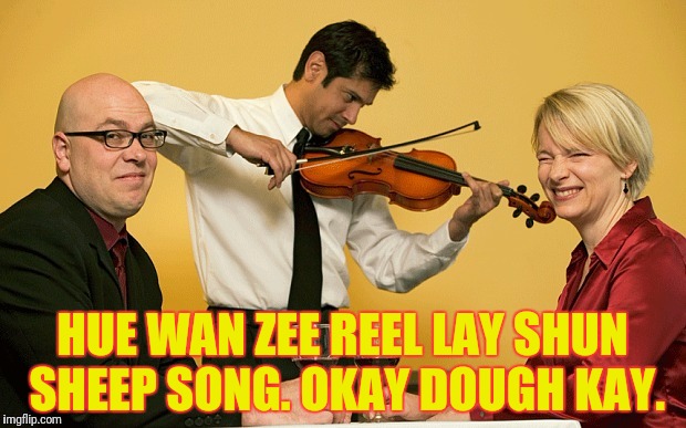 HUE WAN ZEE REEL LAY SHUN SHEEP SONG. OKAY DOUGH KAY. | made w/ Imgflip meme maker