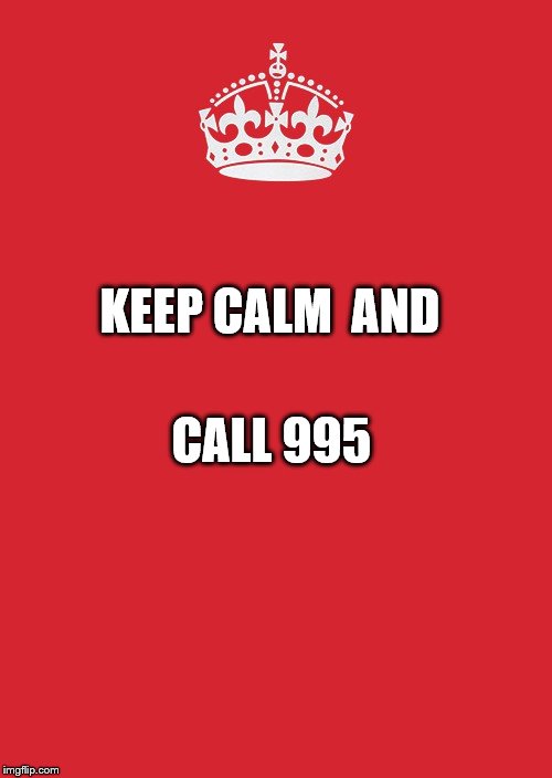 Keep Calm And Carry On Red Meme | CALL 995; KEEP CALM 
AND | image tagged in memes,keep calm and carry on red | made w/ Imgflip meme maker