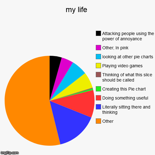 my life | Other, Literally sitting there and thinking, Doing something useful, Creating this Pie chart, Thinking of what this slice should b | image tagged in funny,pie charts | made w/ Imgflip chart maker