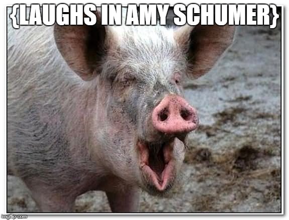 pig | {LAUGHS IN AMY SCHUMER} | image tagged in pig | made w/ Imgflip meme maker