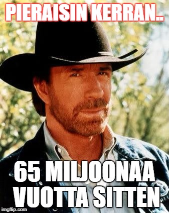 Chuck Norris Meme | PIERAISIN KERRAN.. 65 MILJOONAA VUOTTA SITTEN | image tagged in memes,chuck norris | made w/ Imgflip meme maker