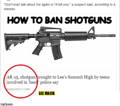 fake news | HOW TO BAN SHOTGUNS; LEE MACK | image tagged in huh,fake,ban,funny | made w/ Imgflip meme maker