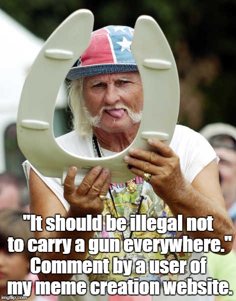 "If This Statement Doesn't Strike You As Crazy, Then You Are" | "It should be illegal not to carry a gun everywhere."; Comment by a user of my meme creation website. | image tagged in it is a fact that conservatives scare more easily than liberals,2nd amendment,second amendment,guns,open carry,lunacy litmus | made w/ Imgflip meme maker