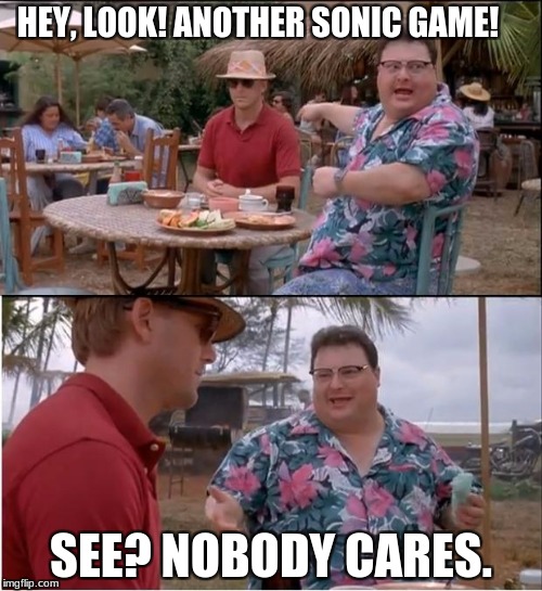 See Nobody Cares Meme | HEY, LOOK! ANOTHER SONIC GAME! SEE? NOBODY CARES. | image tagged in memes,see nobody cares | made w/ Imgflip meme maker