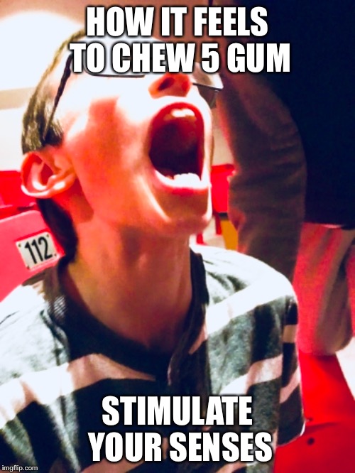 HOW IT FEELS TO CHEW 5 GUM; STIMULATE YOUR SENSES | image tagged in 5 gum | made w/ Imgflip meme maker