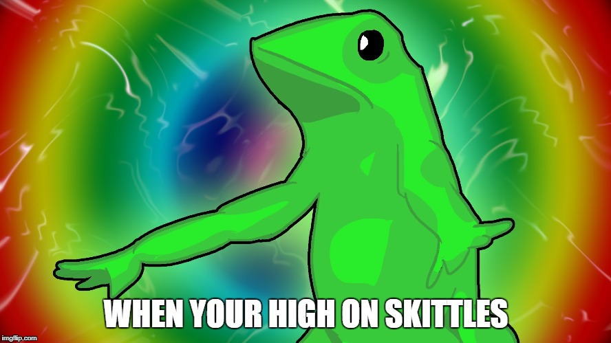 Dat boi | WHEN YOUR HIGH ON SKITTLES | image tagged in dat boi | made w/ Imgflip meme maker