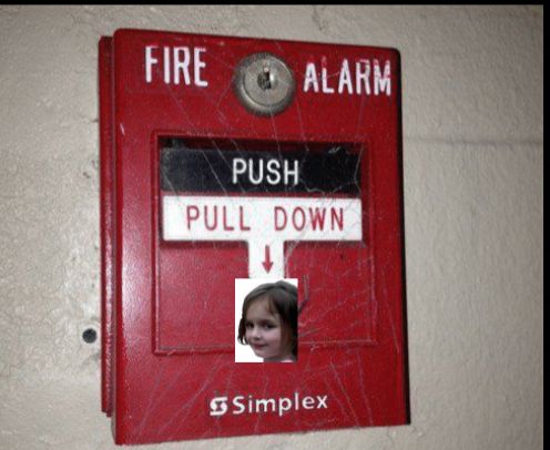 Disaster girl fire alarm Blank Meme Template