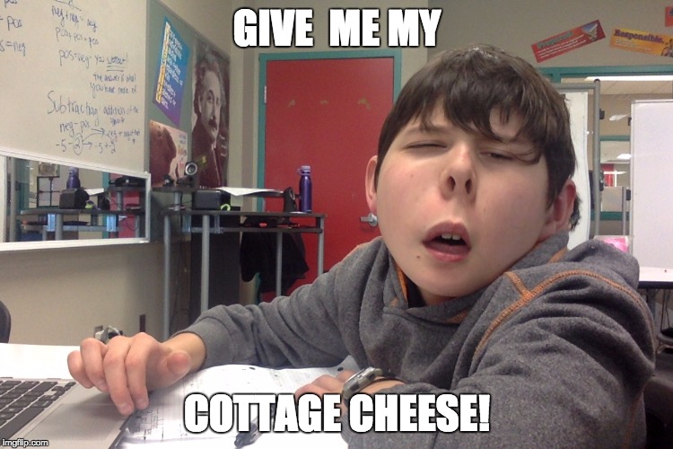 give me my cottage cheese | GIVE  ME MY; COTTAGE CHEESE! | image tagged in memes | made w/ Imgflip meme maker