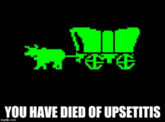 Upsetitis warning | YOU HAVE DIED OF UPSETITIS | image tagged in oregon trail | made w/ Imgflip meme maker